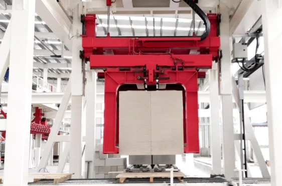 Automated block packing arm on the production line
